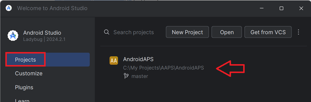 Android Studio - 选择项目