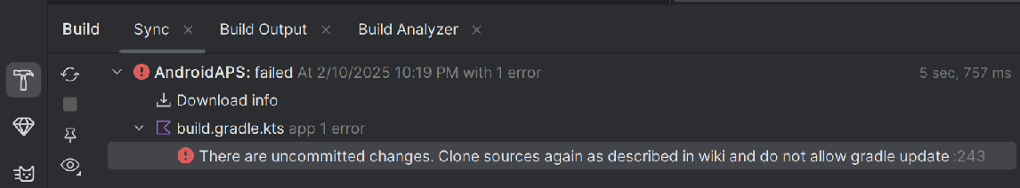 Gradle 未提交的更改