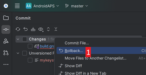 Commit 选项卡：回滚更改