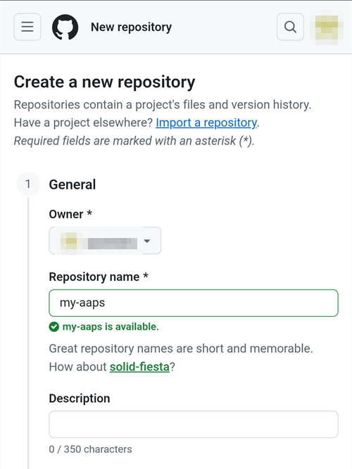 GitHub 创建新仓库页面
