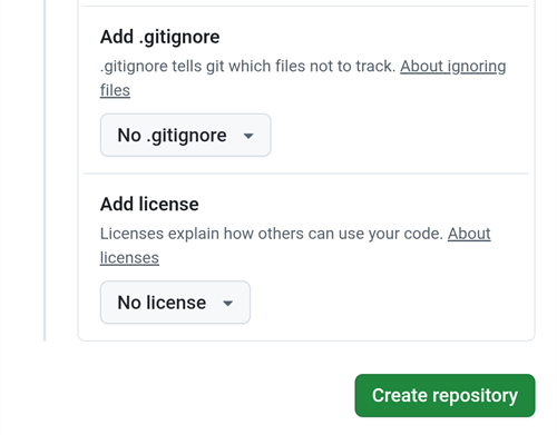 Create repository 按钮