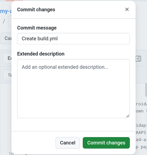 Commit changes 窗口