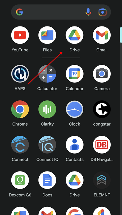 启动Google Drive应用程序